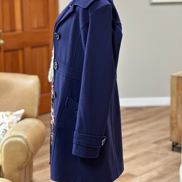 Vintage Anthropologie Tulle brand wool blend Peacoat SZ S-L - Picture 3 of 11